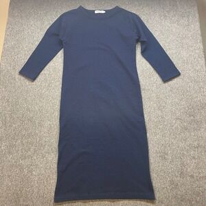 Taylor Stitch Navy Blue Long Sleeve‎ Midi T-Shirt Dress Size M